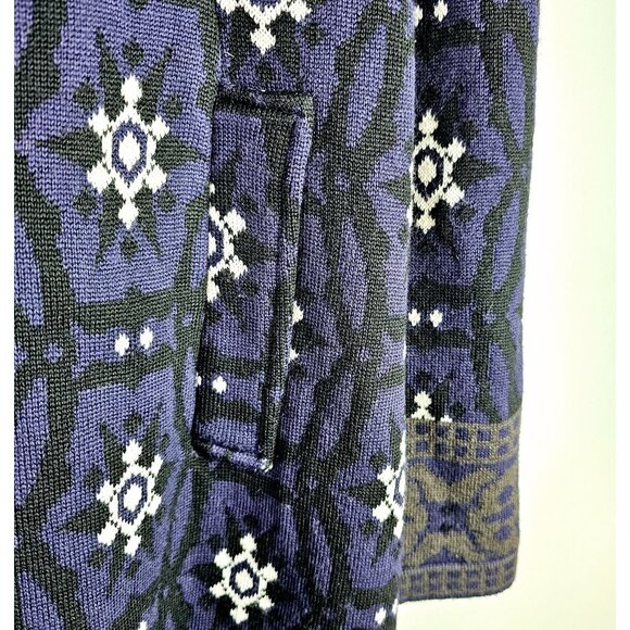 Twin-Set Simona Barbieri Royal Blue Geometric Snowflakes 100% Italian Wool Coat - Picture 8 of 12